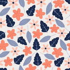 Creative trendy vector seamless floral ditsy pattern design. Modern elegant repeating blooming flowers and foliage background for printing and textile