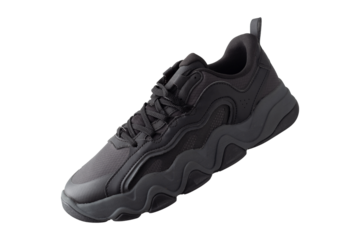 Black winter sneakers isolated on white background.
