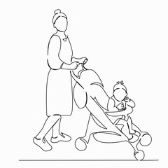 woman walking with a stroller