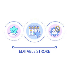 Effective secure scheduling loop concept icon. Reduce coding. Simplification of apps abstract idea thin line illustration. Isolated outline drawing. Editable stroke. Arial font used