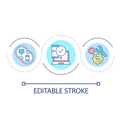 Devices synchronization loop concept icon. Data exchange between gadgets. Connection technology abstract idea thin line illustration. Isolated outline drawing. Editable stroke. Arial font used