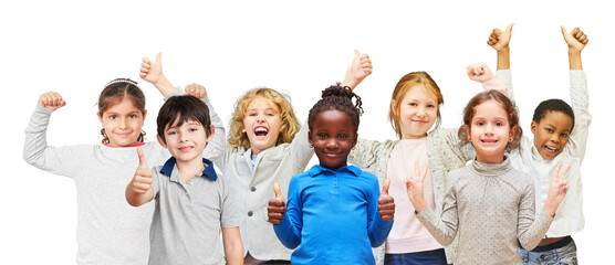 Children cheer and are happy