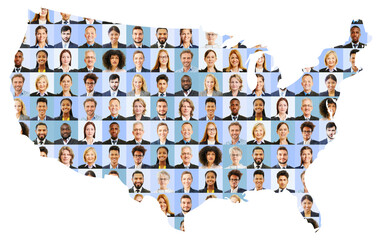 Business collage with USA map as business concept