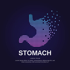 Human stomach medical structure. simple pixel art stomach Vector logotype illustration on dark background. Stomach logo vector template suitable for organization, company, or community. EPS 10