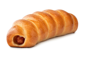 Sausage roll isolated over white background. With clipping path