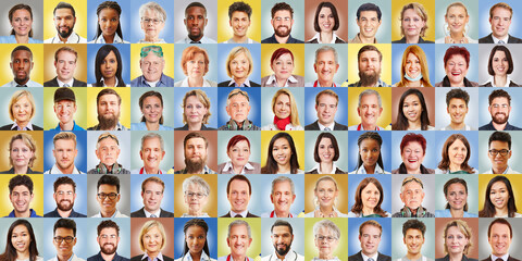 Portraits from different professions as a human resource concept