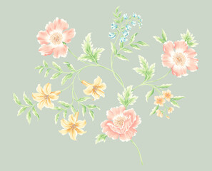 Classic Popular Flower pattern,can be used as invitation card for wedding, birthday and other holiday and summer background