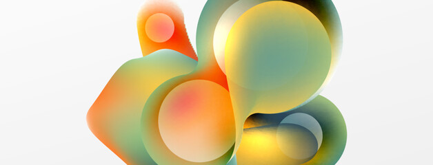 Fluid abstract background, round shapes and circle flowing design for wallpaper, banner, background or landing