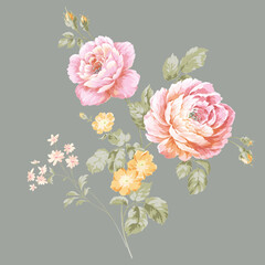 Greeting card with flowers, can be used as invitation card for wedding, birthday and other holiday and summer background