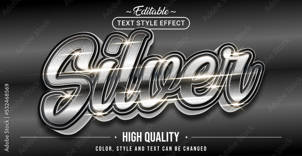 Aufkleber Editable text style effect - Silver text style theme.