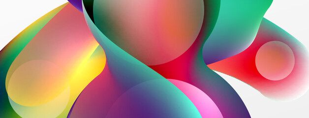Fluid abstract background. Liquid color gradients composition. Round shapes and circle flowing design for wallpaper, banner, background or landing
