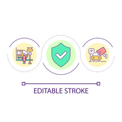 Transport and security services loop concept icon. Urban infrastructure development. convenience abstract idea thin line illustration. Isolated outline drawing. Editable stroke. Arial font used