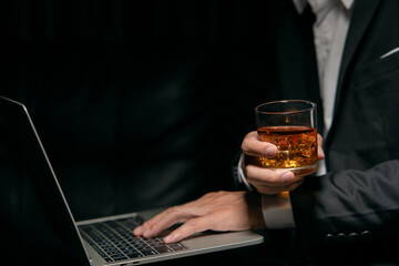 Businessmen in suits drinking  Celebrate whiskey