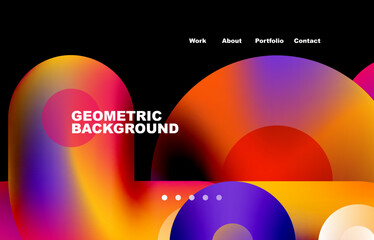 Website landing page abstract geometric background. Circles and round shapes. Web page for website or mobile app wallpaper