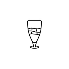 juice glass icon with ice cube on white background. simple, line, silhouette and clean style. black and white. suitable for symbol, sign, icon or logo