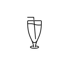 Obraz premium juice glass icon with straw on white background. simple, line, silhouette and clean style. black and white. suitable for symbol, sign, icon or logo
