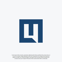 U4 4U U AND 4 Abstract initial monogram negative space or gestalt concept letter alphabet logo in square shape design