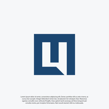 U4 4U U AND 4 Abstract initial monogram negative space or gestalt concept letter alphabet logo in square shape design