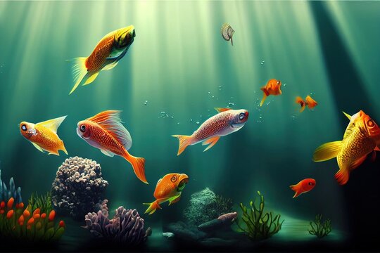 Fototapeta Underwater Scenery with Fish wallpaper