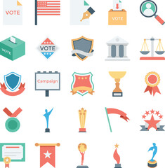 Vote and Rewards Colored Vector Icons 
