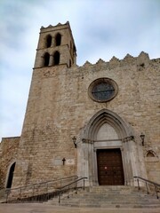 croissant filled with chocolate with a cortado coffee, overhead image,