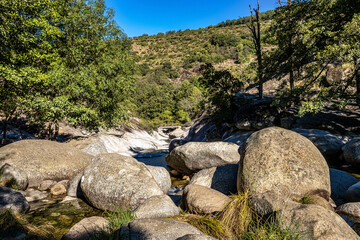 Los Pilones Gorge at Natural Reserve Gorge of hell, Garganta de los Infiernos in Extremadura, Spain
