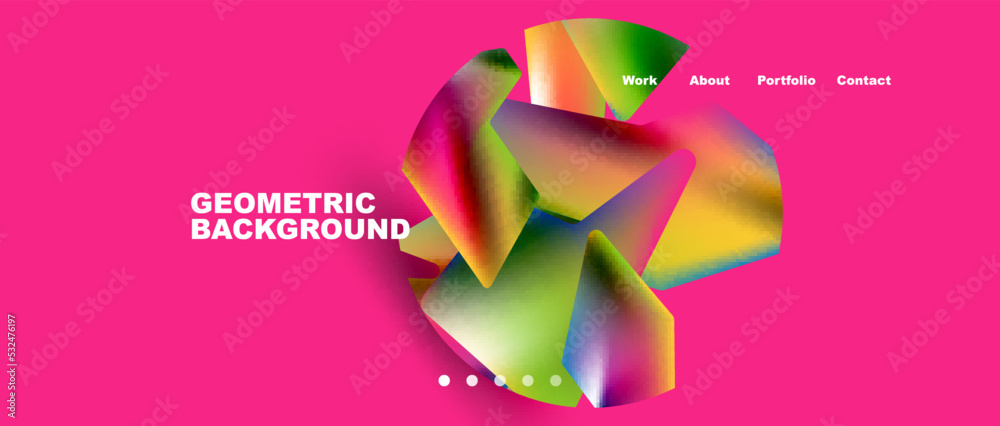 Poster landing page background template. abstract geometric shapes composition. vector illustration for wal