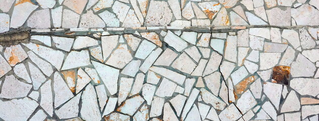 Tiled flooring texture. Building materials for the floor. Mosaic Wall. Wide panoramic Photo