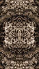 Abstract Symmetrical Art pattern texture. Stone Grunge Textured Image, Background, Vertical Wallpaper. Magic Backdrop. Sepia Style