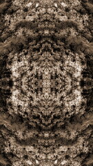 Abstract Symmetrical Art pattern texture. Stone Grunge Textured Image, Background, Vertical Wallpaper. Magic Backdrop. Sepia Style