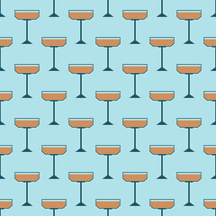 Cocktail seamless pattern. Icon martini glass in art deco style. Cocktail party background. Design for print on fabric, wrapping paper, wallpaper, packaging. Vector illustration