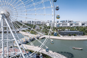 Aerial photography of modern buildings in Qingdao West Coast New Area