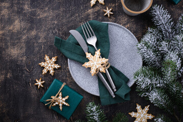 Christmas and New year table setting
