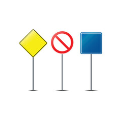 Blank road sign template on post pole vector graphics