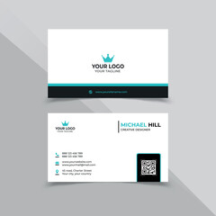Minimal Business card design in white black and blue color details