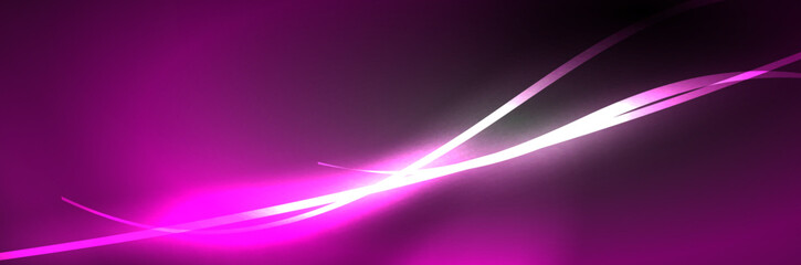 Neon glowing fluid wave lines, magic energy space light concept, abstract background wallpaper design