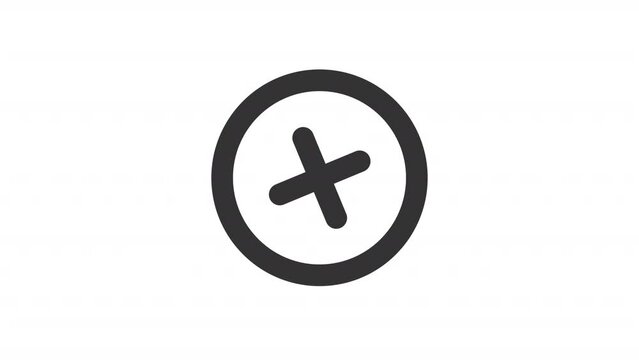 Animated circled plus linear ui icon. Enlargement button. Seamless loop 4k video with alpha channel on transparent background. Outline isolated user interface element motion graphic animation
