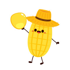 Corn vector. Corn character design. Corn on white background. Corn kernel vector.