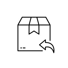 Return Parcel Box Line Icon. Exchange Package of Delivery Service Linear Pictogram. Arrow Back Shipping Return Goods Outline Icon. Refund Product in Box. Editable Stroke. Isolated Vector Illustration