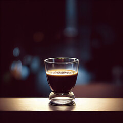 Ristretto. Studio backdrop. Moody lighting. Glossy. Coffee shop.