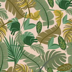 Seamless pattern with tropical leaves. A Pattern for wallpaper, fashion and print. 