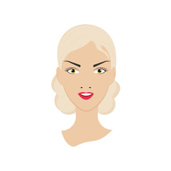 A beautiful woman is smiling. The blonde.