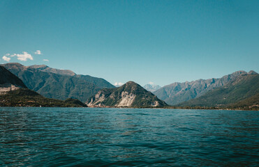 Panoramic view of a mountain from Lake Maggiore