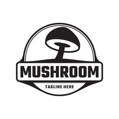 mushroom logo vector design,mushroom logo silhouette with circular emblem