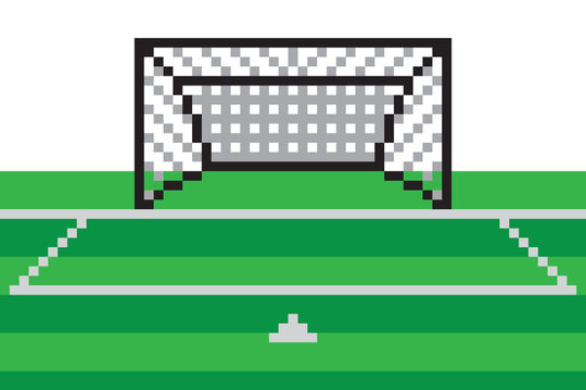 Pixel art soccer goal field
