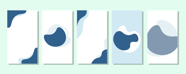 Wave and Liquid - Set of minimalistic backgrounds with memphis elements. Vector graphics of blue background perfect for social media post templates, advertisements, backdrops and more © Luqman Hakim