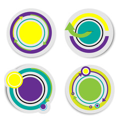 Purple and yellow circle banner with shadow on white background