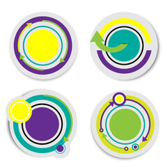 Purple and yellow circle banner with shadow on white background