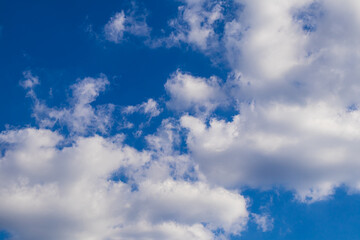 Blue sky with white clouds, Background with place for text. Photo wallpaper concept, copy space, mocap, background, text, layout, nature, environment,weather High quality photo