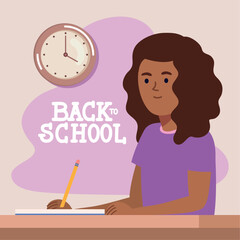 back to school lettering with schoolgirl